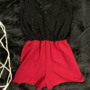 Black&Red lace Romper